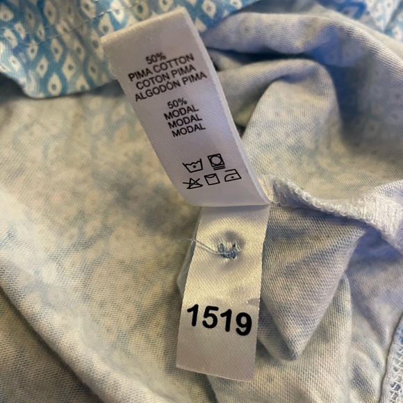 Cosabella Blue And White Bella Short Sleeve Top and Boxer Pajama Set - Picture 6 of 9